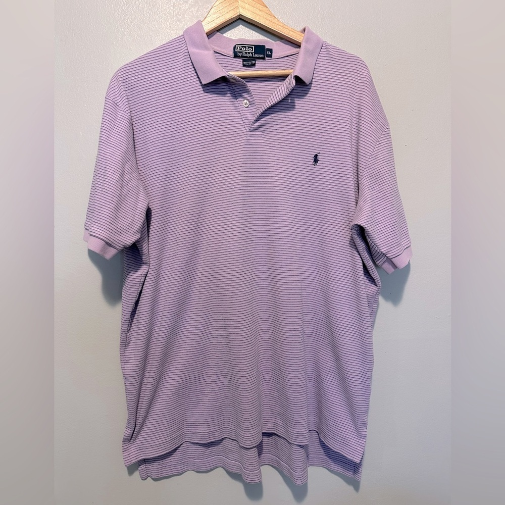 Ralph Lauren Men’s Polo Shirt Purple pinstripe size XL